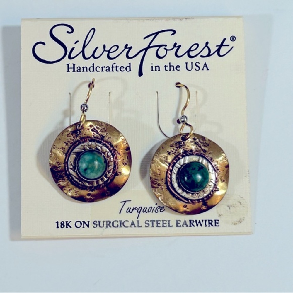 Silver Forest Turquoise Earrings‎
